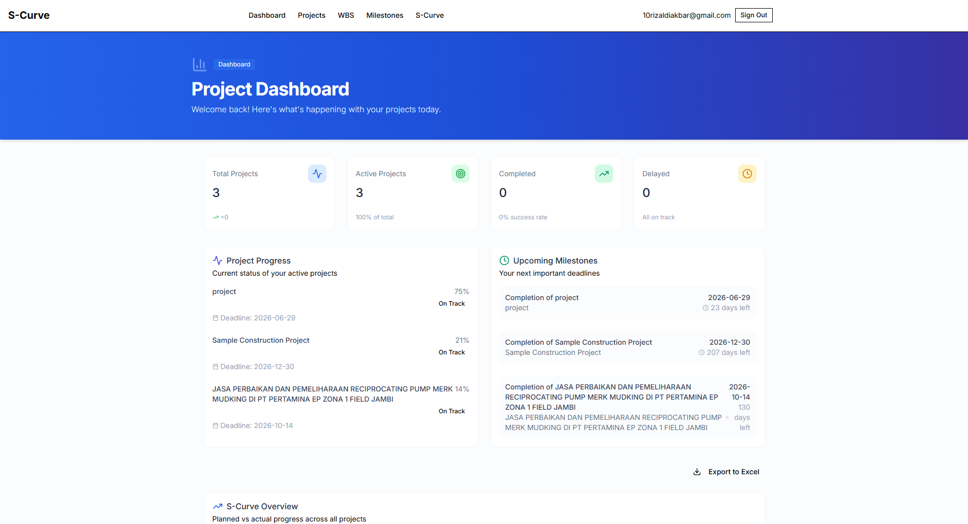 S-Curve Project Monitoring System - Project Preview